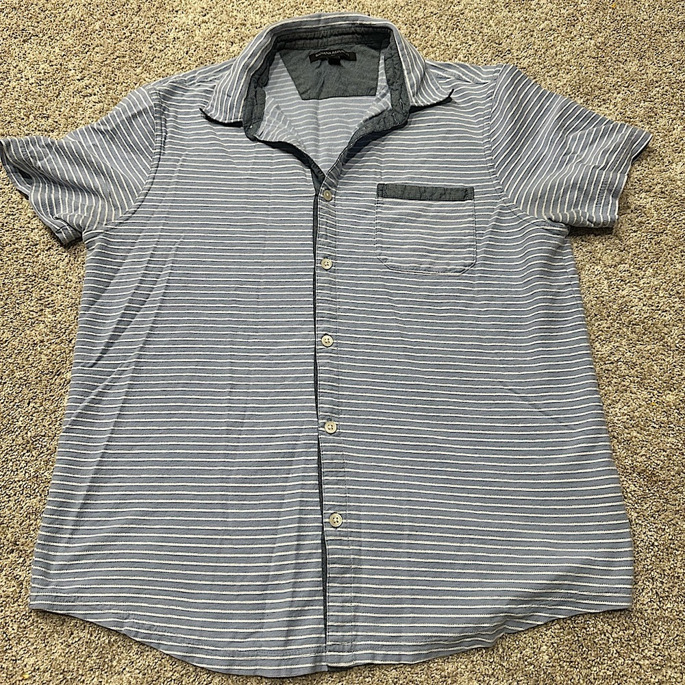 Banana Republic gray-blue striped shirt